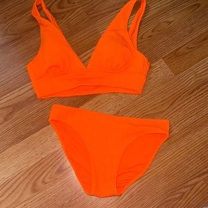 aerie two piece bikini set (orange/small)